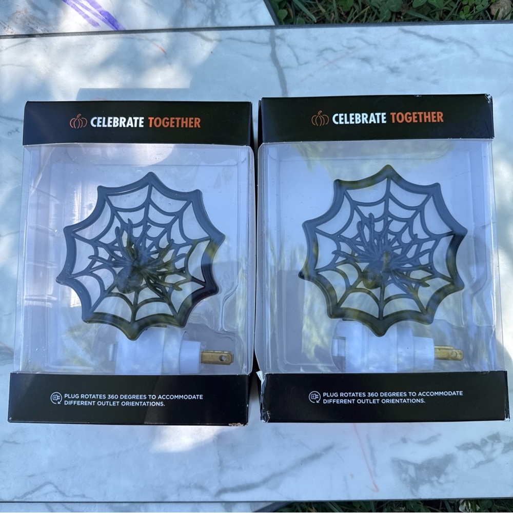 Celebrate Together Spider Web Nightlight. New In Box (Set Of 2) Halloween